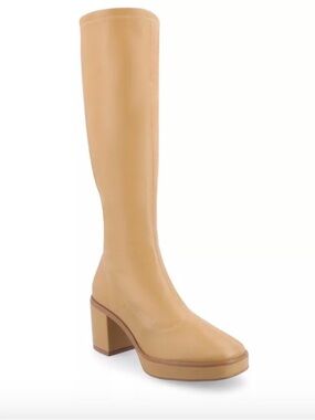 Women's Tall Tan Block-Heel Knee Boot